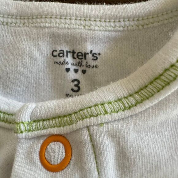 Carter’s Baby Boy White Onesie Animals Embroidered Short Sleeve 3M - Picture 2 of 3